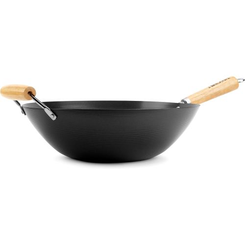  [아마존베스트]Aroma Housewares 14 Heavy Duty Carbon Steel Cookware (ANW-102) Non-Stick Wok, black
