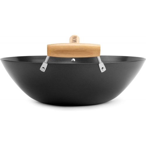  [아마존베스트]Aroma Housewares 14 Heavy Duty Carbon Steel Cookware (ANW-102) Non-Stick Wok, black