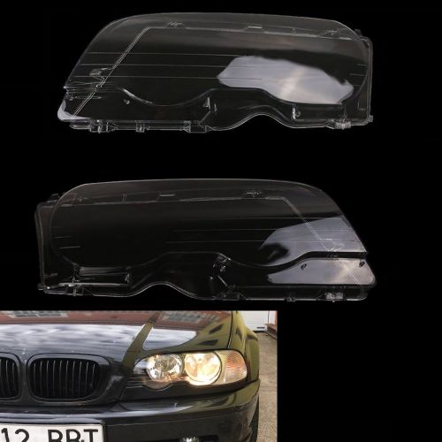  Arotom Fit for 1998-2002 BMW 3 Series E46 2 Door / M3 2001-2006 Headlight Lens Plastic Covers Left + Right Pair