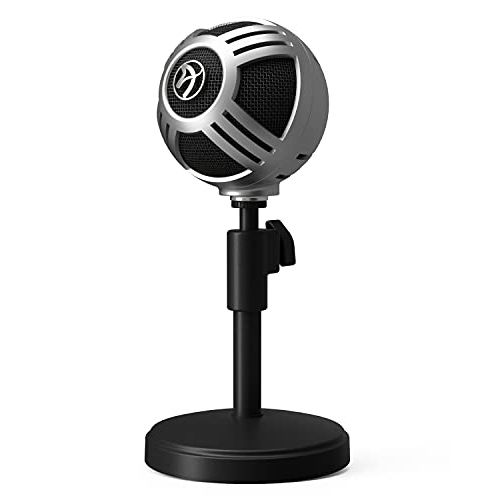  Arozzi - Sfera Professional Grade Gaming/Streaming/Office USB Microphone - Cardioid, Cardioid -10dB, and Omnidirectional Polar Patterns, Boom Arm Compatible - Silver