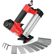 Arrow 4-in-1 Pneumatic 18 Gauge Flooring Stapler/Nailer, Oil-Free Mini 18 GA Pneumatic Flooring Staple Gun/Nail Gun with 1200 Pcs Staples/Nails, Adjustable Depth, for Upholstery, Flooring