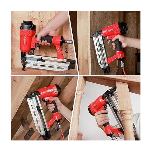  Arrow Pneumatic 16 Gauge Finish Nailer with 1000 Pcs Nails, 16 GA Professional Straight Nail Gun Kit, Oil-free Design, Depth Adjustable, Dryfire-lockout, Fits 1-1/4-Inch to 2-1/2-Inch Finish Nails