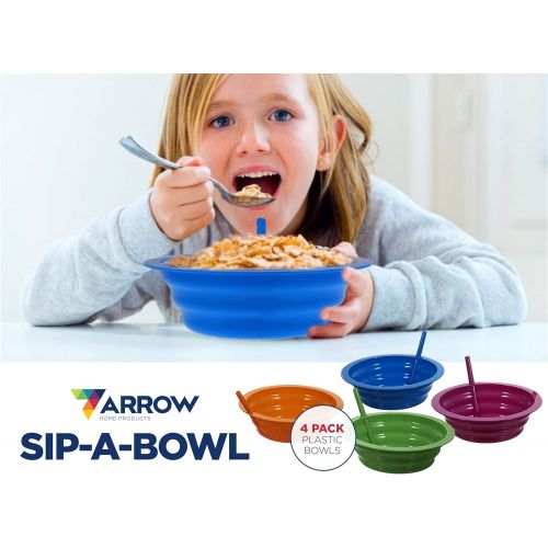  [아마존베스트]Arrow Home Products Sip-a-Bowl, 4-Pack, Assorted Colors