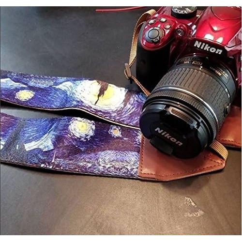  Art Tribute Van Gogh Starry Night Camera Strap - Universal DSLR Camera Strap, Neck & Shoulder Camera Belt for Digital Camera - Artistic & Cool Design - Best Gift for Photographers