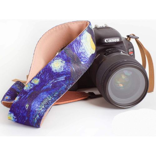  Art Tribute Van Gogh Starry Night Camera Strap - Universal DSLR Camera Strap, Neck & Shoulder Camera Belt for Digital Camera - Artistic & Cool Design - Best Gift for Photographers