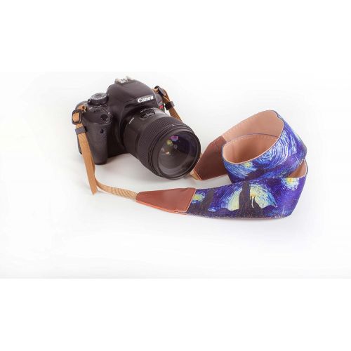  Art Tribute Van Gogh Starry Night Camera Strap - Universal DSLR Camera Strap, Neck & Shoulder Camera Belt for Digital Camera - Artistic & Cool Design - Best Gift for Photographers