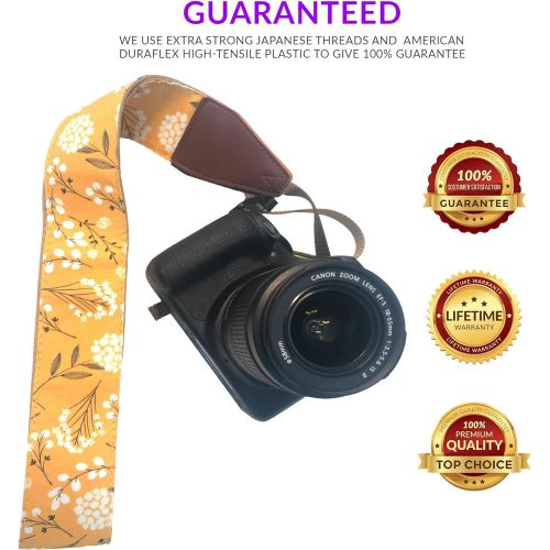  Art Tribute Spring Blossom Flowers Camera Shoulder Strap Belt For All DSLR Camera ? Vibrant Design Universal DSLR Strap, Multi Color Neck Belt Best Gift For Men & Women Photographers