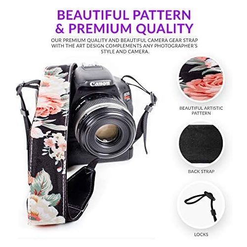  [아마존베스트]Art Tribute Rose Flowers Camera Strap Belt For All DSLR Camera Elegant Universal DSLR Strap, Unique Pattern Neck Shoulder Strap for Canon, Nikon,Pentax, Sony, Fujifilm and Digital Cameras. Bes