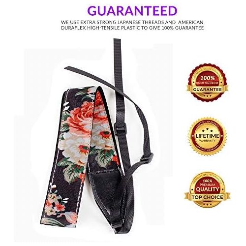  Art Tribute Rose Flowers Stocking Stuffer Camera Strap Belt for All DSLR Camera Elegant Universal DSLR Strap, Unique Pattern Neck Shoulder Strap for Canon, Nikon, Pentax, Sony, Fujifilm and Di