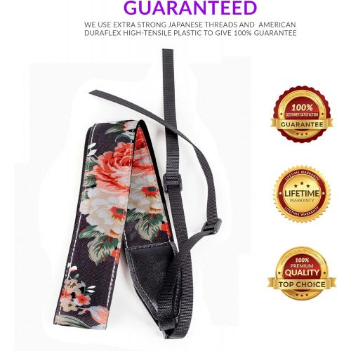  Art Tribute Rose Flowers Stocking Stuffer Camera Strap Belt for All DSLR Camera Elegant Universal DSLR Strap, Unique Pattern Neck Shoulder Strap for Canon, Nikon, Pentax, Sony, Fujifilm and Di