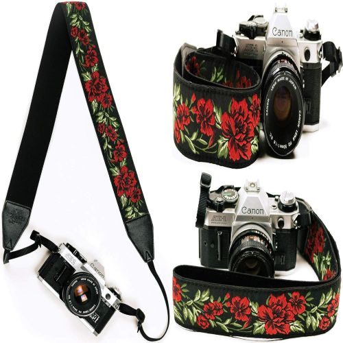  Art Tribute Rose Flowers Camera Strap For All DSLR Camera. Cotton Elegant Universal Neck & Shoulder Strap, Best Gift for Men & Women Photographers