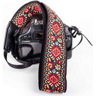 Art Tribute Red Woven Vintage Camera Strap For All DSLR Camera. Embroidered Elegant Universal Neck & Shoulder Strap, Floral Pattern, Great Gift for Men & Women Photographers