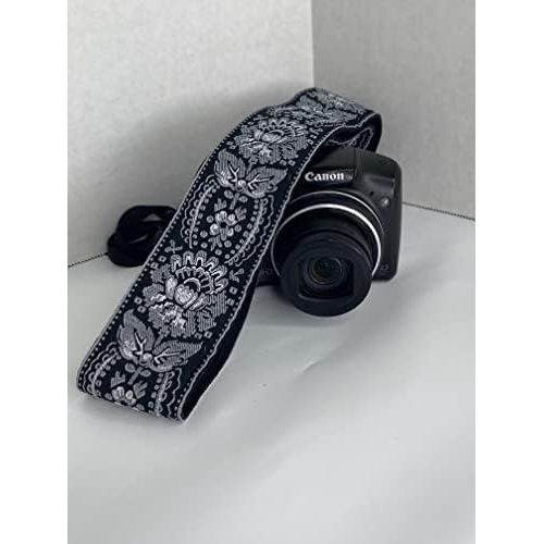  Art Tribute Camera Strap Royal Silver & Black Woven For All DSLR Camera. Embroidered Elegant Universal Neck & Shoulder Strap, Unique Pattern, Best Gift for Men & Women Photographers