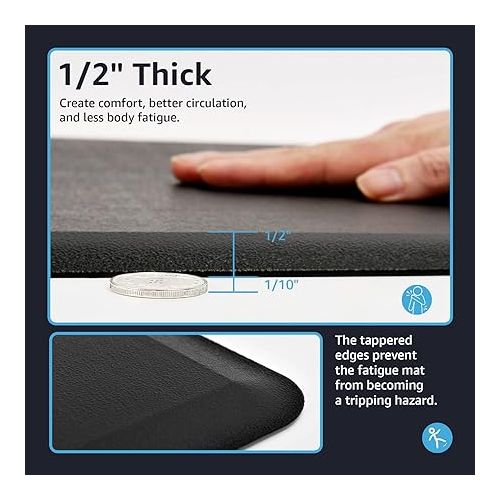  Art3d Anti Fatigue Mat - 1/2 Inch Cushioned Kitchen Mat - Non Slip Foam Comfort Cushion for Standing Desk, Office or Garage Floor (17.3