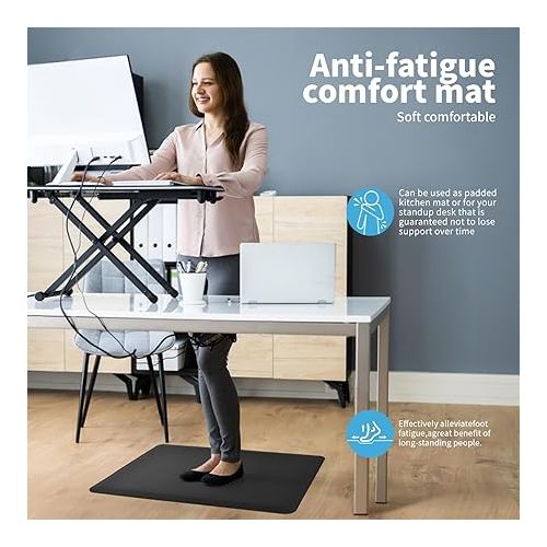  Art3d Anti Fatigue Mat - 1/2 Inch Cushioned Kitchen Mat - Non Slip Foam Comfort Cushion for Standing Desk, Office or Garage Floor (17.3
