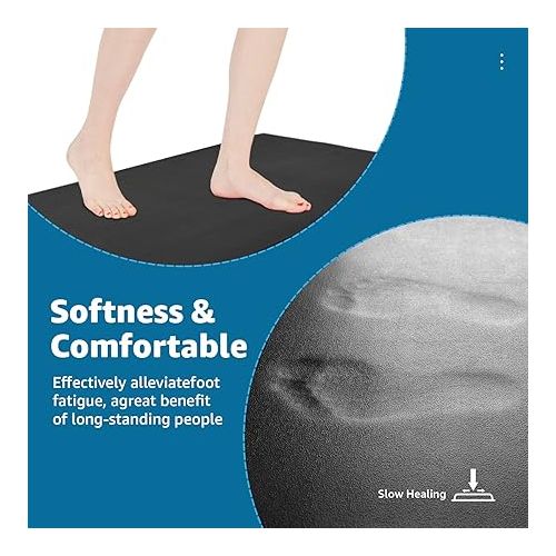  Art3d Anti Fatigue Mat - 1/2 Inch Cushioned Kitchen Mat - Non Slip Foam Comfort Cushion for Standing Desk, Office or Garage Floor (17.3