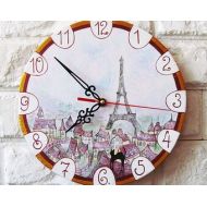 ArtClock Spring in Paris Wall Clock, Home Decor, wall clocks handmade