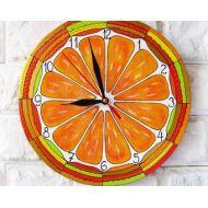 ArtClock Orange Citrus Wall Clock, Modern wall clock with numbers, White wall clock, wood clock, white home decor, kids gift, Kitchen style.
