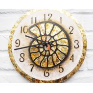 ArtClock Big Golden Ammonite Snail Wall Clock, Home Decor