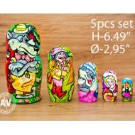 ArtCraftAV Free shipping: Matryoshka Little Red Riding Hood, 5pcs set, 6 16,5cm, nesting dolls for kids, babushka, toys for babies, nesting toys