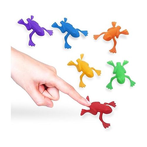  ArtCreativity Jump n Leap Frog Toy - 144 Pack of 2 Inch Assorted Colors, Cool Jumping Plastic Frogs for Kids - Vibrant Color Variety - Fun Party Favors, Goody Bag Fillers