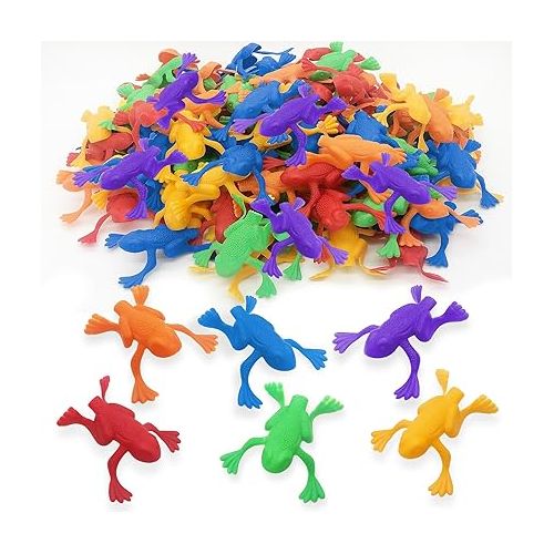 ArtCreativity Jump n Leap Frog Toy - 144 Pack of 2 Inch Assorted Colors, Cool Jumping Plastic Frogs for Kids - Vibrant Color Variety - Fun Party Favors, Goody Bag Fillers