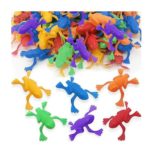  ArtCreativity Jump n Leap Frog Toy - 144 Pack of 2 Inch Assorted Colors, Cool Jumping Plastic Frogs for Kids - Vibrant Color Variety - Fun Party Favors, Goody Bag Fillers