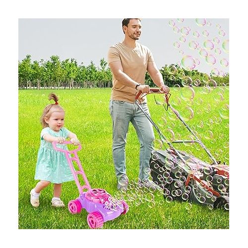  ArtCreativity Bubble Lawn Mower for Toddlers, Kids Bubble Blower Machine, Indoor Outdoor Push Gardening Toys for Kids Age 1 2 3 4 5, Birthday Gifts Party Summer Backyard Toys for Preschool Baby Girls