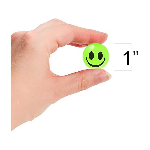  ArtCreativity Glow in The Dark Smile Face Bouncy Balls - Bulk Pack of 36, 1 Inch High Bounce Balls for Kids, Christmas Party Favors, Goodie Bag Stuffers for Boys and Girls