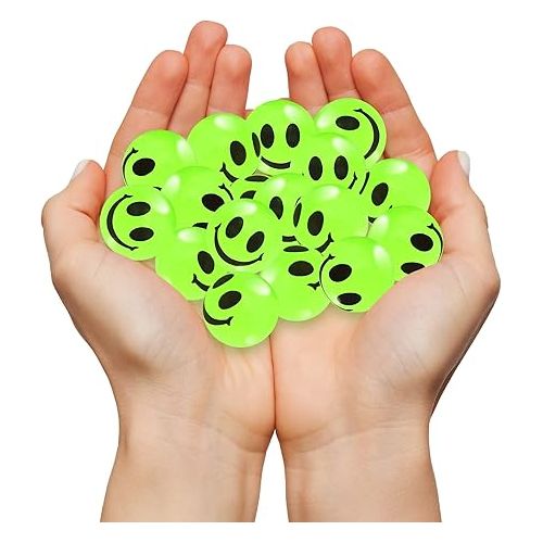  ArtCreativity Glow in The Dark Smile Face Bouncy Balls - Bulk Pack of 36, 1 Inch High Bounce Balls for Kids, Christmas Party Favors, Goodie Bag Stuffers for Boys and Girls