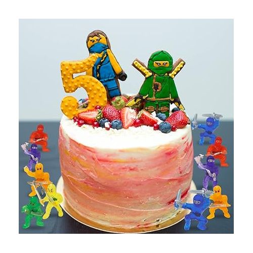  ArtCreativity Mini Ninja Figurines, Pack of 48, Assorted Colors Plastic Action Figures, Little Ninja Warriors in Assorted Poses, Cool Cupcake Topper, Goodie Bag Fillers & Party Favors for Kids