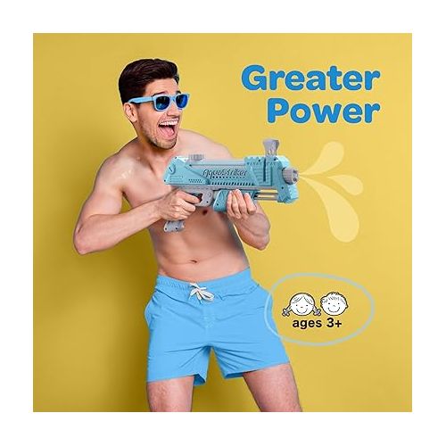  AquaStriker Squirt Gun (Blue) - Prank Water Gun Gadget with Adjustable Sideways Shooting Action for Practical Jokes - Gag Water Gun for Kids 8-12 with 20' Range