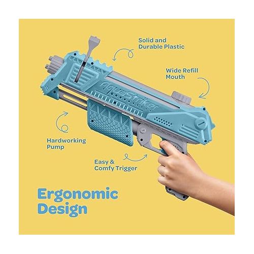  AquaStriker Squirt Gun (Blue) - Prank Water Gun Gadget with Adjustable Sideways Shooting Action for Practical Jokes - Gag Water Gun for Kids 8-12 with 20' Range