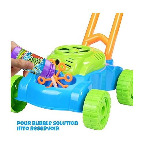  ArtCreativity Bubble Lawn Mower, Bubble Blowing Push Toys for Kids Ages 1 2 3 4 5, Bubble Machine, Summer Outdoor Gardening Toys for Toddlers, Birthday Gifts Party Favors for Boys & Girls