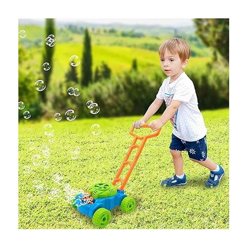  ArtCreativity Bubble Lawn Mower, Bubble Blowing Push Toys for Kids Ages 1 2 3 4 5, Bubble Machine, Summer Outdoor Gardening Toys for Toddlers, Birthday Gifts Party Favors for Boys & Girls