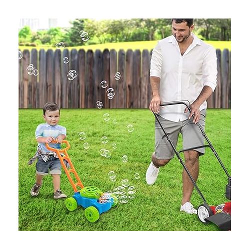  ArtCreativity Bubble Lawn Mower, Bubble Blowing Push Toys for Kids Ages 1 2 3 4 5, Bubble Machine, Summer Outdoor Gardening Toys for Toddlers, Birthday Gifts Party Favors for Boys & Girls