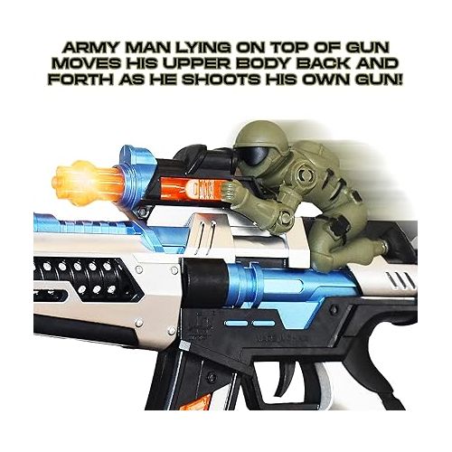  ArtCreativity FuryX Light Up Toy Gun for Kids with Vibrating Man - 16 Inch Blaster Gun with LED Lights, Sound Effects, and Vibration Feedback - Cool Toy Guns for Boys and Girls in Colorful Box