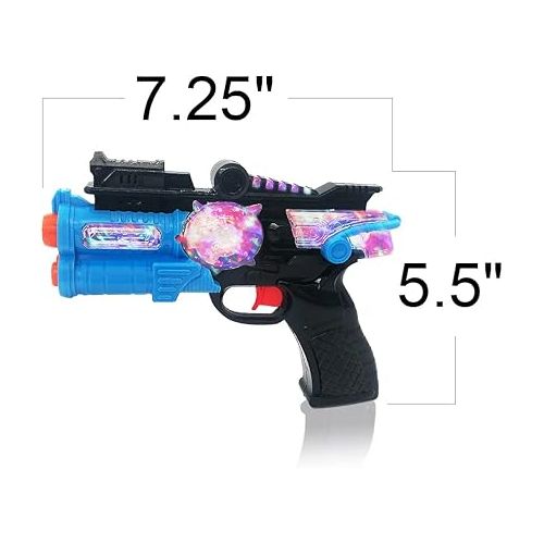  ArtCreativity Light Up Toy Guns for Kids, Set of 2, Red and Blue Space Blasters with Flashing LEDs and Sound Effects, Cool Futuristic Toy Guns for Boys and Girls, Batteries Included