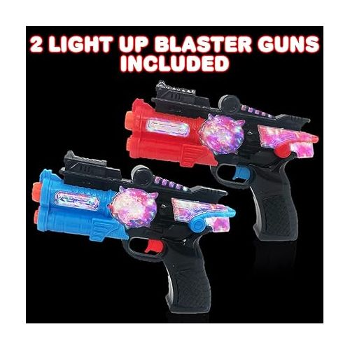  ArtCreativity Light Up Toy Guns for Kids, Set of 2, Red and Blue Space Blasters with Flashing LEDs and Sound Effects, Cool Futuristic Toy Guns for Boys and Girls, Batteries Included