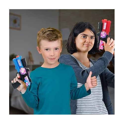  ArtCreativity Light Up Toy Guns for Kids, Set of 2, Red and Blue Space Blasters with Flashing LEDs and Sound Effects, Cool Futuristic Toy Guns for Boys and Girls, Batteries Included