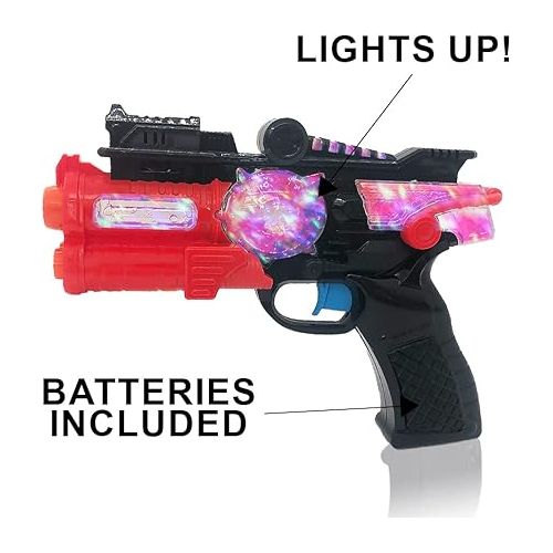  ArtCreativity Light Up Toy Guns for Kids, Set of 2, Red and Blue Space Blasters with Flashing LEDs and Sound Effects, Cool Futuristic Toy Guns for Boys and Girls, Batteries Included