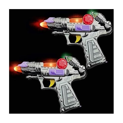  ArtCreativity Ranger Hand-Gun Toy Set with Flashing Lights & Sounds, 2 Cool Futuristic Handguns, Pretend Play, Great Party Favor, Gift for Boys and Girls, Batteries Included- Colors May Vary