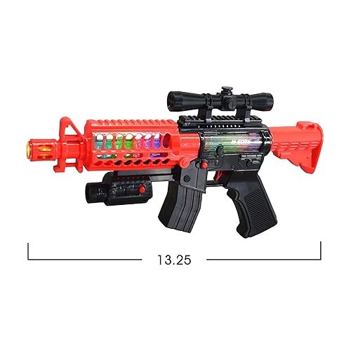  Artcreativty Toy Rifle Vibrating Toy Guns for Boys, 13.25 Inch Light Up Fake Gun with Sounds, Immersive Vibration, and Batteries Included, Military Toy Machine Gun, Toy Guns for Boys 8-12