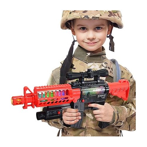  Artcreativty Toy Rifle Vibrating Toy Guns for Boys, 13.25 Inch Light Up Fake Gun with Sounds, Immersive Vibration, and Batteries Included, Military Toy Machine Gun, Toy Guns for Boys 8-12