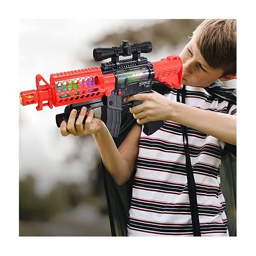  Artcreativty Toy Rifle Vibrating Toy Guns for Boys, 13.25 Inch Light Up Fake Gun with Sounds, Immersive Vibration, and Batteries Included, Military Toy Machine Gun, Toy Guns for Boys 8-12