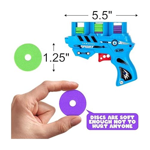  ArtCreativity Foam Disc Launcher, Set of 2 Disk Shooter Toy Guns with 2 Guns and 36 Flying Disks, Outdoor Games and Activities for Summer Fun, Party Favors and Outdoor Toys for Kids Ages 8-12