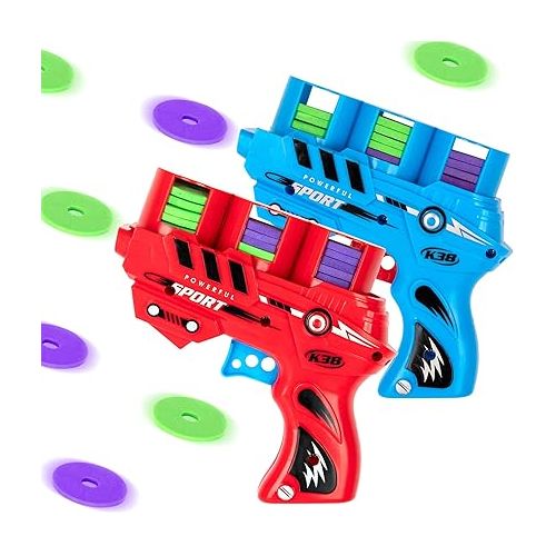  ArtCreativity Foam Disc Launcher, Set of 2 Disk Shooter Toy Guns with 2 Guns and 36 Flying Disks, Outdoor Games and Activities for Summer Fun, Party Favors and Outdoor Toys for Kids Ages 8-12