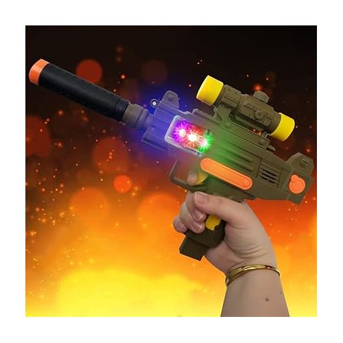  ArtCreativity LED Uzi Style Play Gun with Lights & Sound, 12.5 Inch Toy Gun with Awesome LED & Realistic Sound Effects, Pretend Play Firearm Toy, Great Birthday Gift for Kids - Batteries Not Included