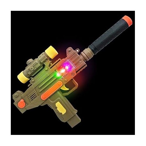  ArtCreativity LED Uzi Style Play Gun with Lights & Sound, 12.5 Inch Toy Gun with Awesome LED & Realistic Sound Effects, Pretend Play Firearm Toy, Great Birthday Gift for Kids - Batteries Not Included