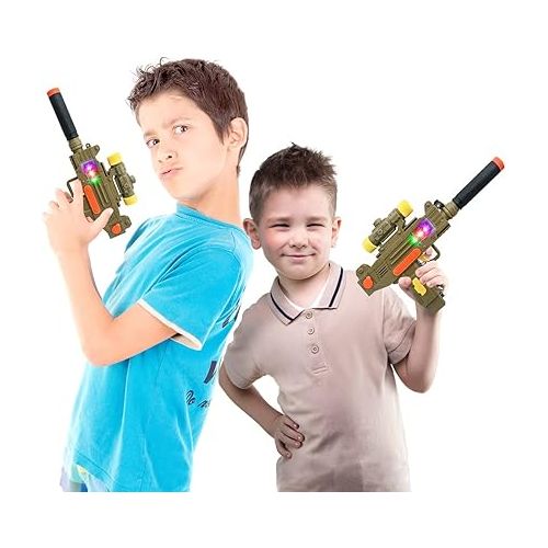  ArtCreativity LED Uzi Style Play Gun with Lights & Sound, 12.5 Inch Toy Gun with Awesome LED & Realistic Sound Effects, Pretend Play Firearm Toy, Great Birthday Gift for Kids - Batteries Not Included